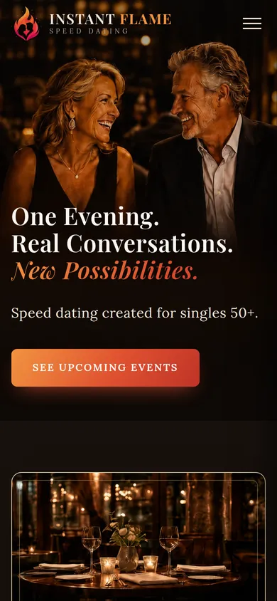 The live instantflames.com homepage on a phone